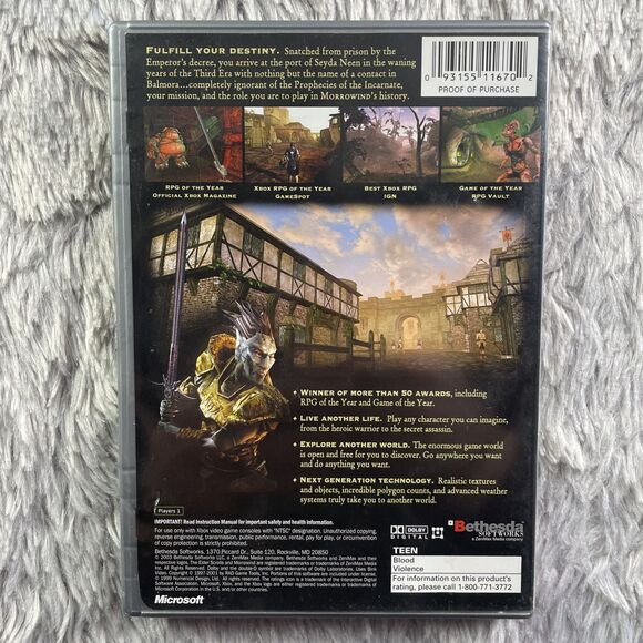 Elder Scrolls III: Morrowind (Microsoft Xbox, 2002) Disc Case Manual Inserts - Picture 3 of 14